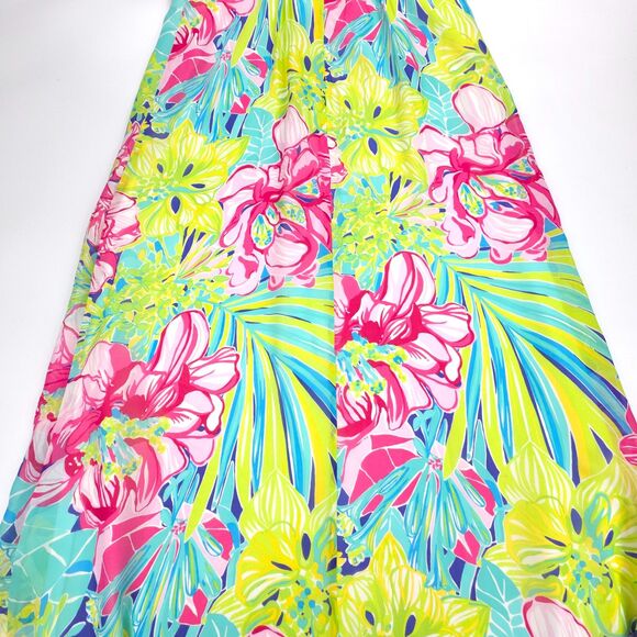 NWT Lilly Pulitzer Claudie Halter Maxi Dress Schooner Blue Silk Boho Resort 14 - Picture 9 of 11